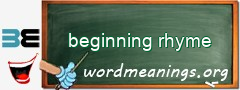 WordMeaning blackboard for beginning rhyme